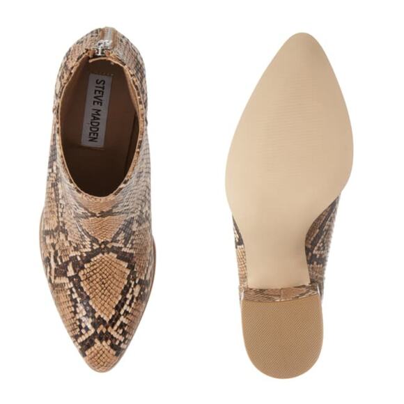 NWT Steve Madden Juliana Snakeskin Embossed Pointed Toe Block Heel Ankle Booties - Picture 6 of 10